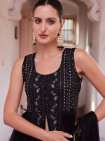 Black Pure Georgette Salwar Kameez